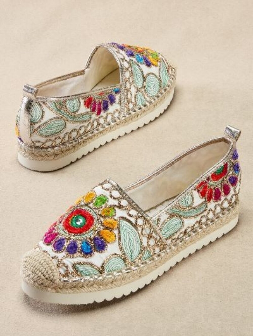 PATRIZIA Maylis Embroidered Jewelled Bohemian Eclectic Espadrille 40/9.5-10